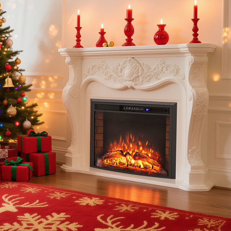 Ebern Designs Curved Recessed Electric Fireplace Insert with Remote ...