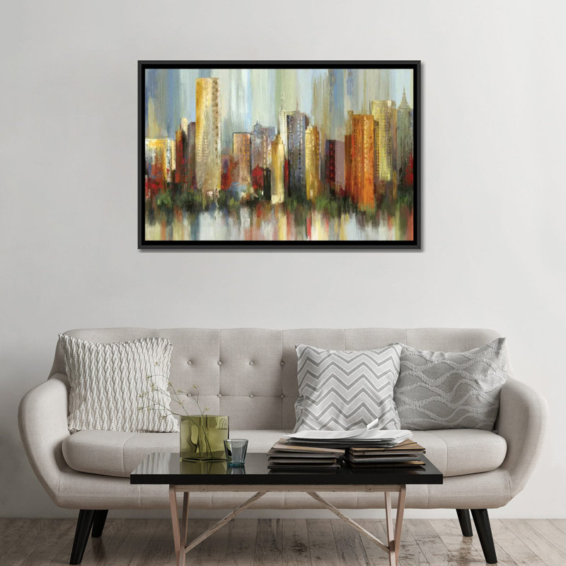 " Metropolis " by Tom Reeves, Black Framed Canvas, No Mat, 18" H x 26" W x 1.5" D