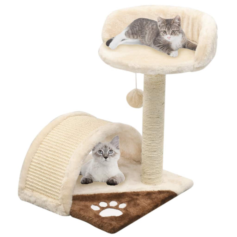 vidaXL Cat Tree Particle board, Polyester plush, Sisal rope, Beige/Brown