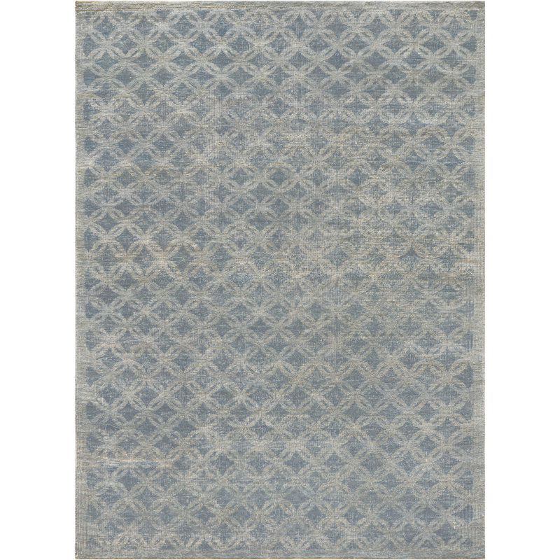 Tapis unique gris de 8 pi x 9 pi 9 po