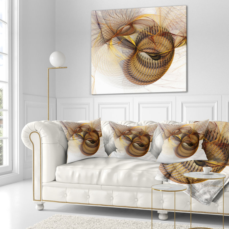 Texture abstraite spirale brune - coussin abstrait imprimé, H 16 po x l 16 po, Coussin décoratif