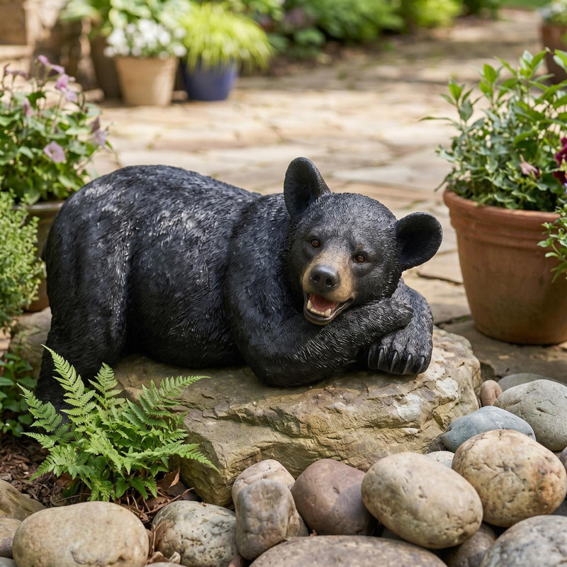 Statue d'ours noir Lemont the Lovable Lounger