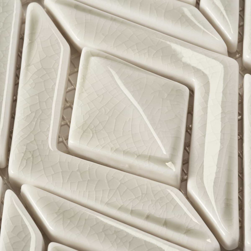 Nabi Jewel 3D Glossy Glass Mosaic Tile, Tundra Gray