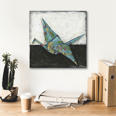  «Crane» par Chariklia Zarris, art mural sur toile, 18 po x 18 po