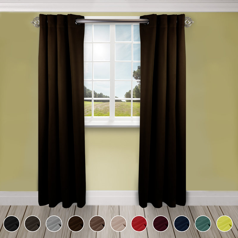 Polen Room Darkening Curtain Single Panel, 96" x 96", Chocolate