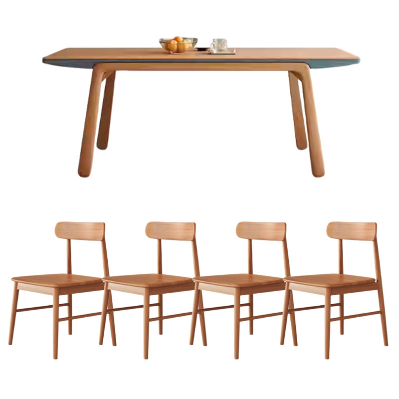 Modern Simple Cherry Wood Rectangular Large Table, 29.52"H x 62.99"L x 31.49"W