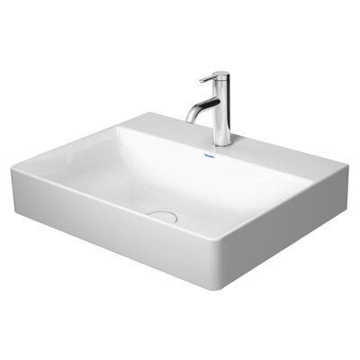 White Ceramic Rectangular Wall Mount Bathroom Sink