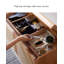 Banc de rangement scandinave en bois massif avec portes en rotin