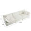 Canapé en chenille blanc de style Mid-Century moderne, 3 pour l'intérieur du salon avec 2 coussins d'accoudoirs et 3 coussins décoratifs et 3 coussins, structure en bois massif, respirant et confortable