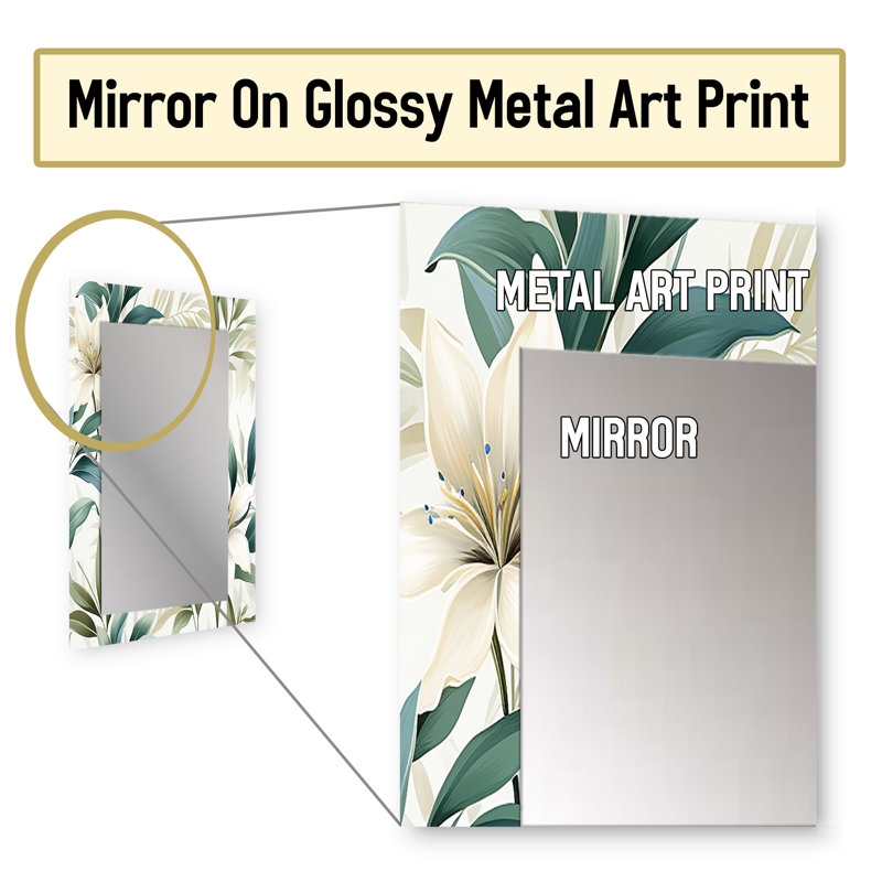 Serene Botanics Tropical Pattern - Tropical Mirror Wall Decor, 32" x 24"