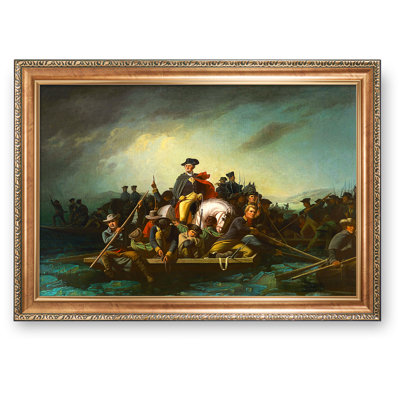 Washington Crossing the Delaware by George Caleb Bingham World Classic Reproductions For HomeDecor, Luxurious Gold Embossing Frame