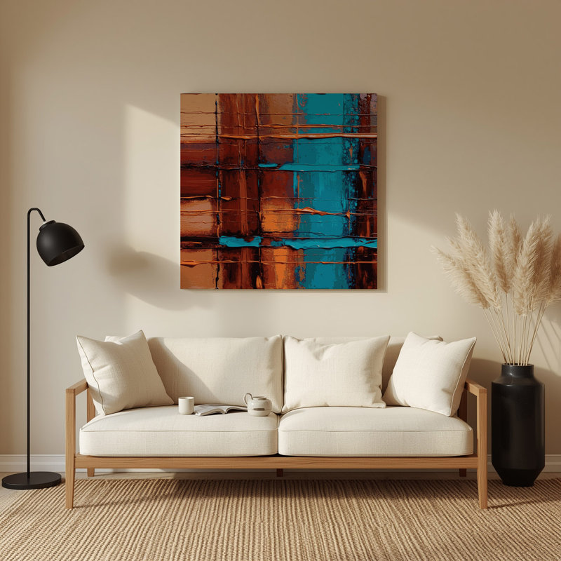 Southwestern Cowboy Rustic Plaid 79, art mural en métal brun
