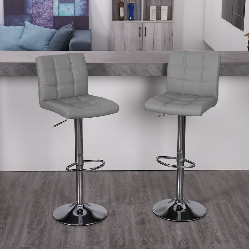 Ludly 32.5" Swivel Upholstered Adjustable Height Counter Stool, Gray, 2