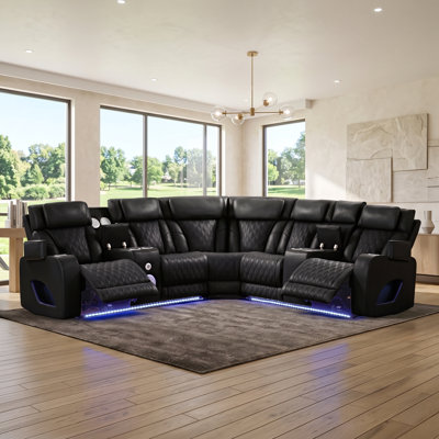 Nostrand Power Reclining Massager Sectional With LED & Bluetooth speaker