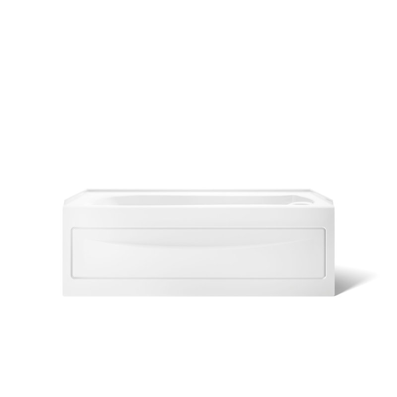 Mariposa 60" x 36" Alcove Soaking Acrylic Bathtub, White, Right
