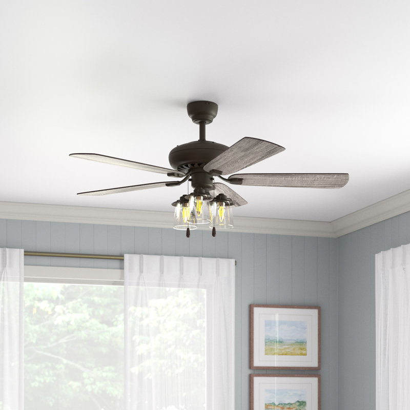 Ventilateur de plafond 52 po avec ensemble d'éclairage Ashby, Bronze, Chaînette à tirer