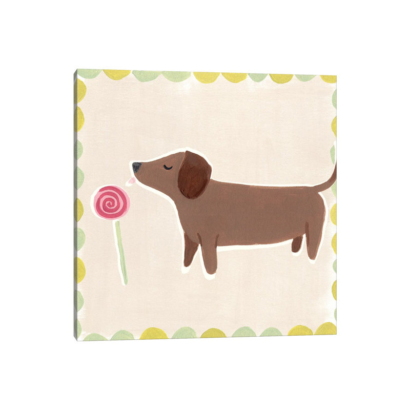 Dachshund Delight I by June Erica Vess - Wrapped Canvas Painting, 30.48 cm H x 30.48 cm W
