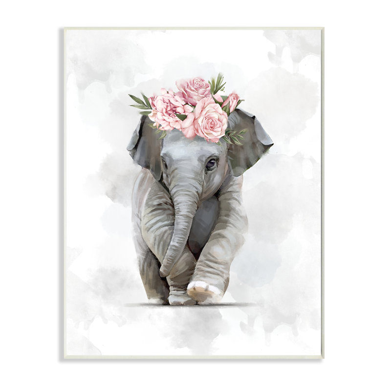 Adorable couronne de fleurs roses attrayantes, Bois, H 10 po x l 15 po x P 0,5 po