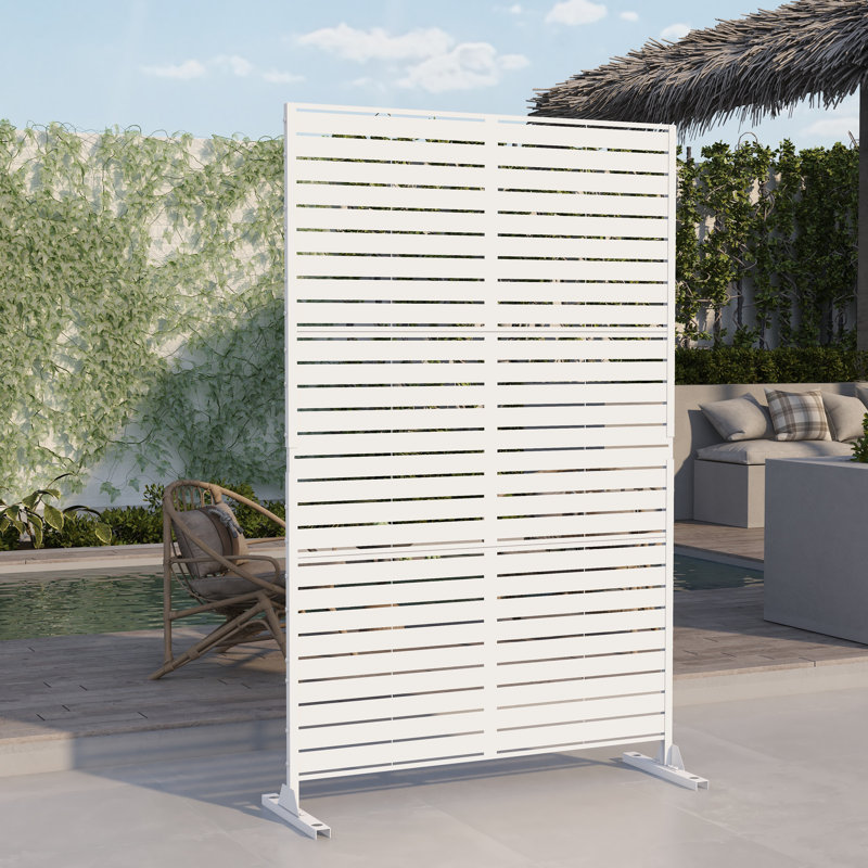 Panneau de clôture en métal avec motif à rayures 74,8 "x 47" Pacifa, Blanc
