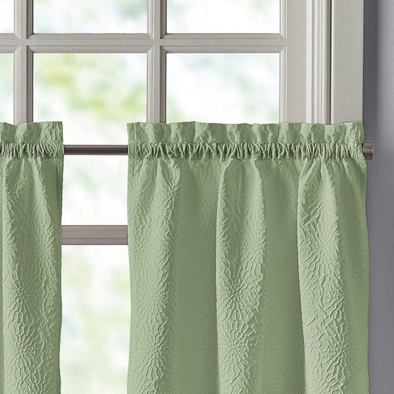 Paire de brise-bise à motif floral DKDY Chrysanthème, Vert, L 60 po x L 24 po