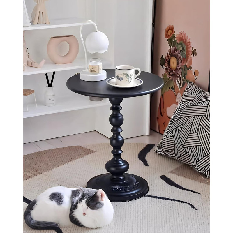 Petite table d'appoint ronde avec base en métal, table basse rétro multifonctionnelle pour le salon, la chambre à coucher, le bureau et le patio