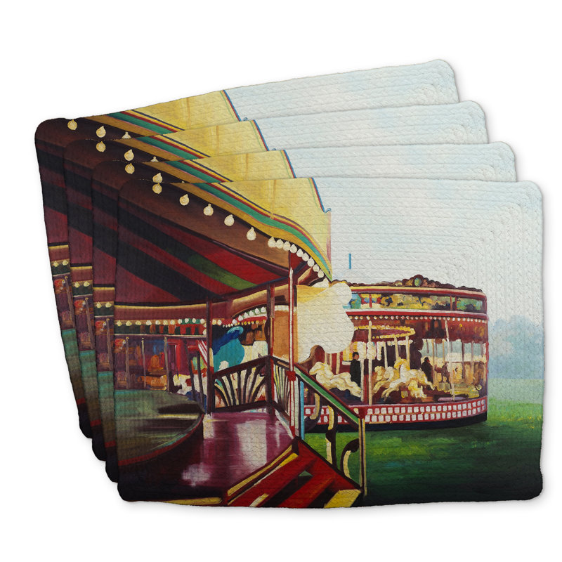Braided Polyester Placemats Set of 4 | Carousel in a Carnaval