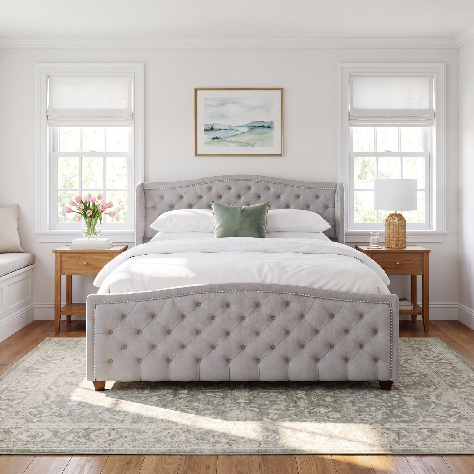 Coleman Velvet Upholstered Wingback Bed, King, Silver Gray Velvet