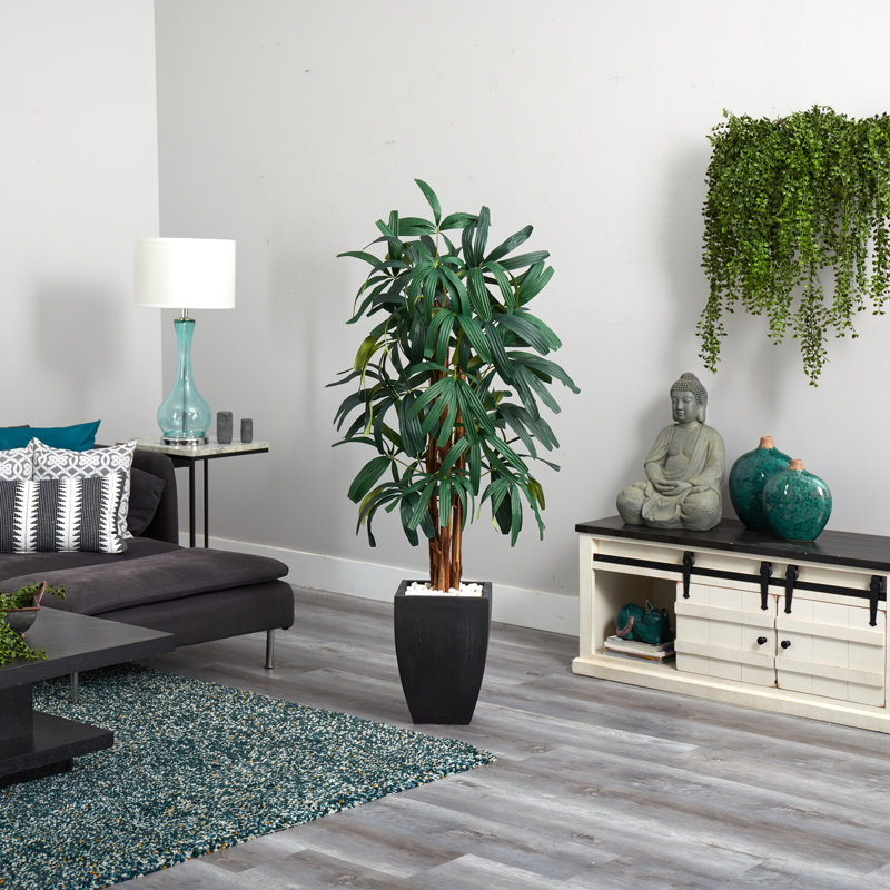 65'' Faux Palm Tree in Stone Planter