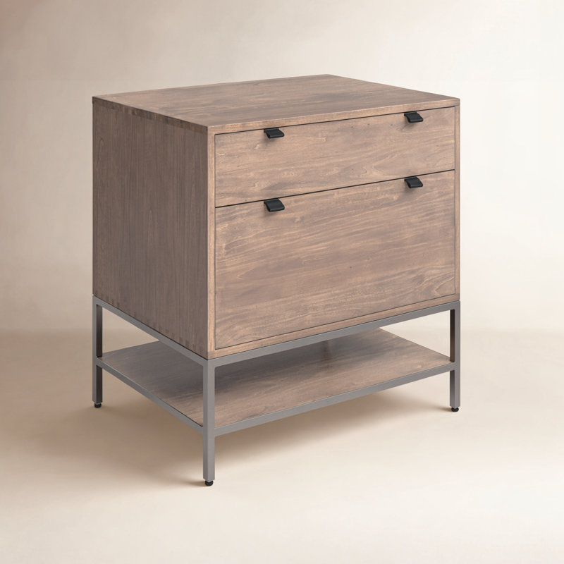Trey 2 - Drawer Solid Wood File Cabinet, Auburn Poplar