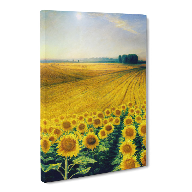 Mio Sunflower Field Meadow - Wrapped Canvas, 76cm H x 50cm W