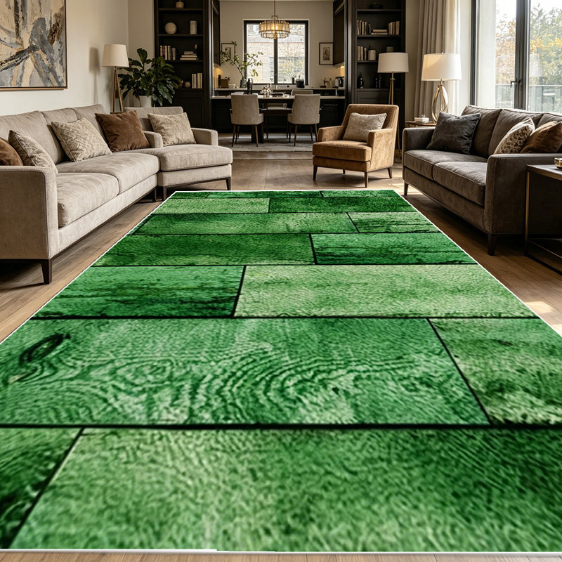1PC distressed emerald wood plank area rugs for Living Room, Soft and Comfortable, Suitable for all seasons, easy-to-maintain, machine washable Indoor floor mat, Under Table Farmhouse suitable for dining table, bedroom bedside, entryway, patio,