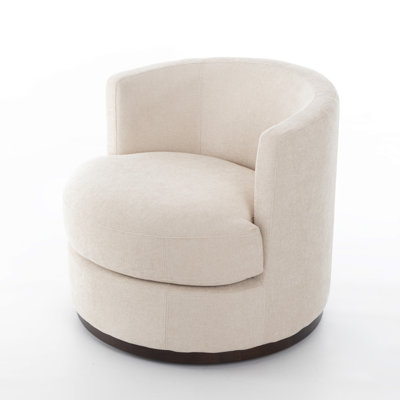 Arabella Upholstered Fabric Swivel Solid Wood Barrel Chair