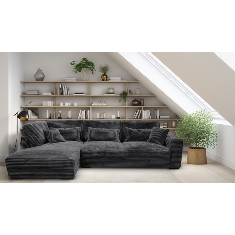 Nahkita 4 Seater Corner Sofa , Black, Left Hand Facing