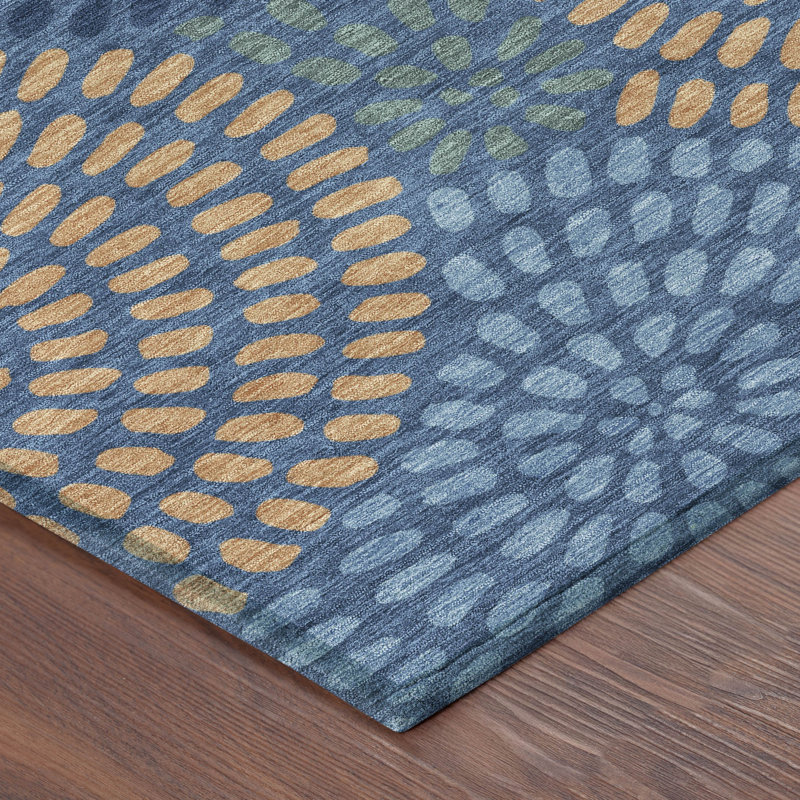 Machine Washable Indoor/Outdoor Chantille ACN2492 Geometric Rug, Navy, 5' x 7'6"