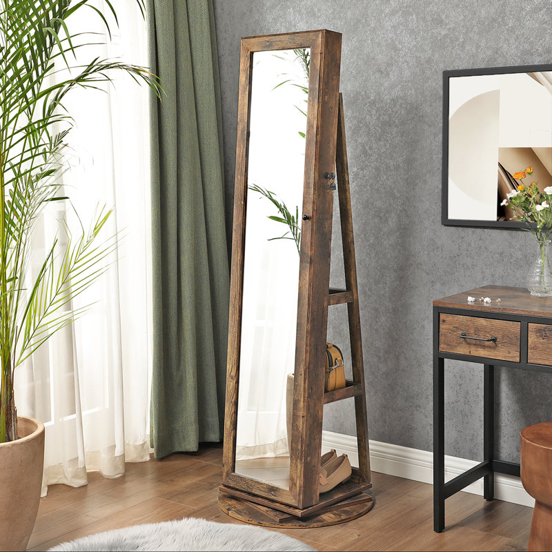 Armoire à bijoux avec miroir Quakertown, Brun rustique