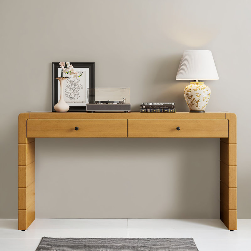 Console 55 po avec 2 tiroirs pour le vestibule, Naturel
