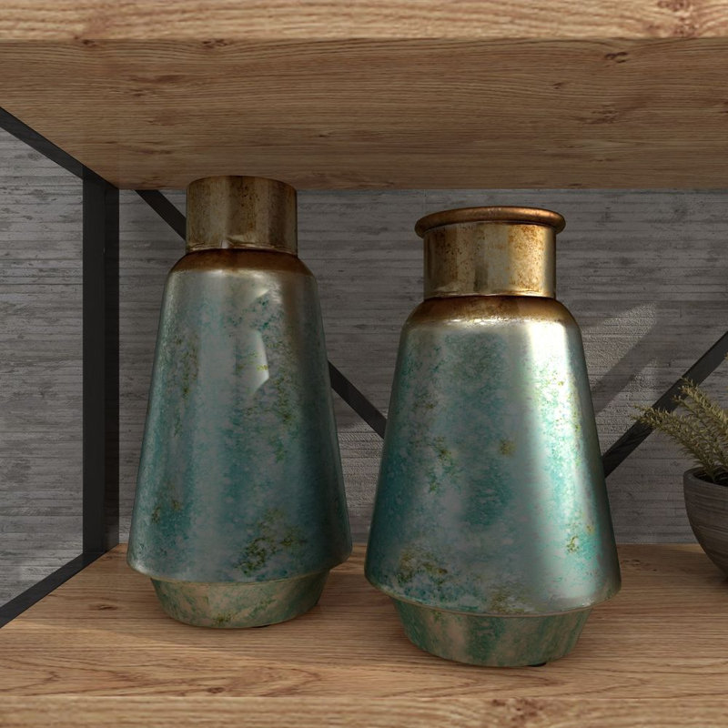 Ensemble de 2 vases de table en métal 2 pièces Pamella