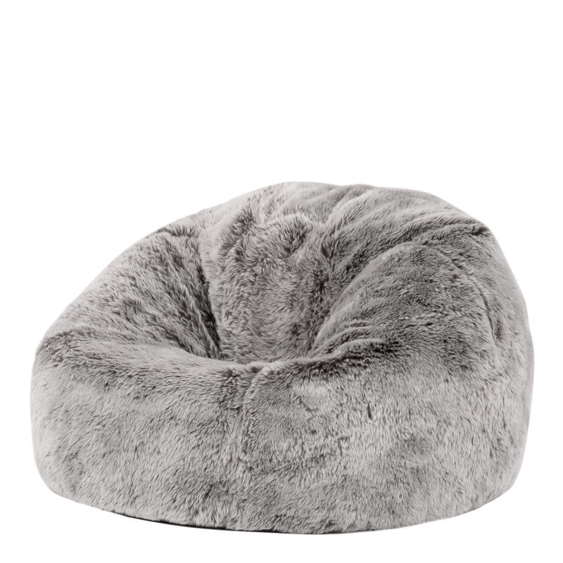 Bean Bag Bazaar Kids Kingston Faux Fur Classic Bean Bag and Reading Pillow Set, Grey