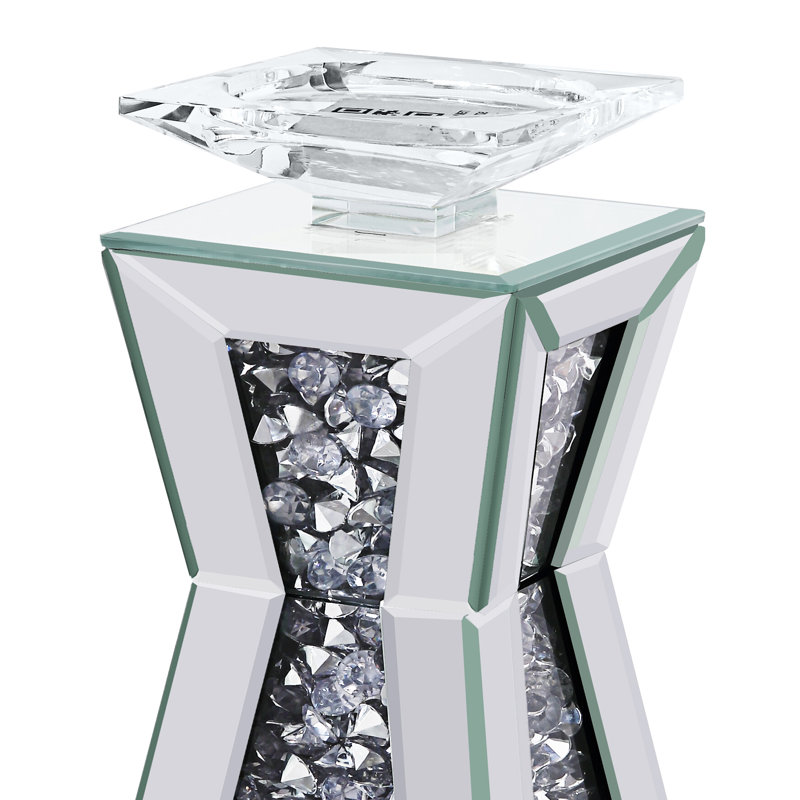 Bougeoir de table en miroir, H 13,5 po x l 5,4 po x P 5,4 po