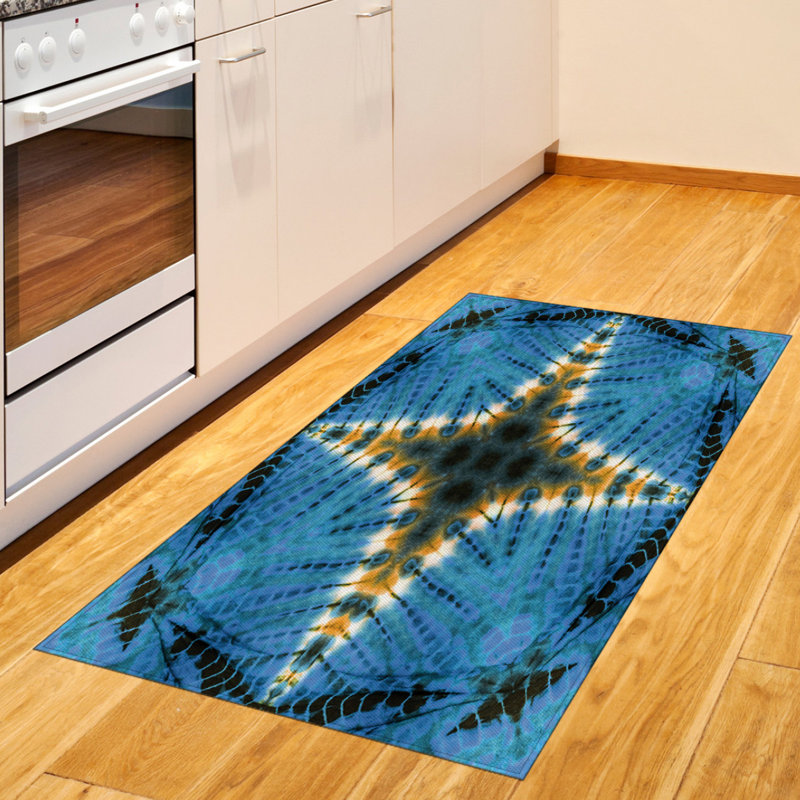 Blue High Density Long Fiber Poly Threads Decorative Area Rug Carpet, Rectangle 4' x 5'8"