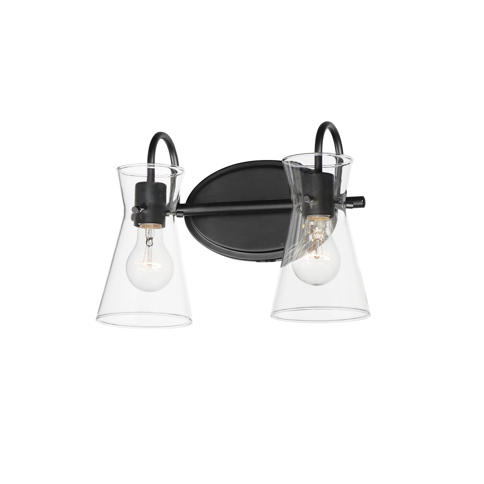 2 Light Transparent Dimmable Vanity Light, Black