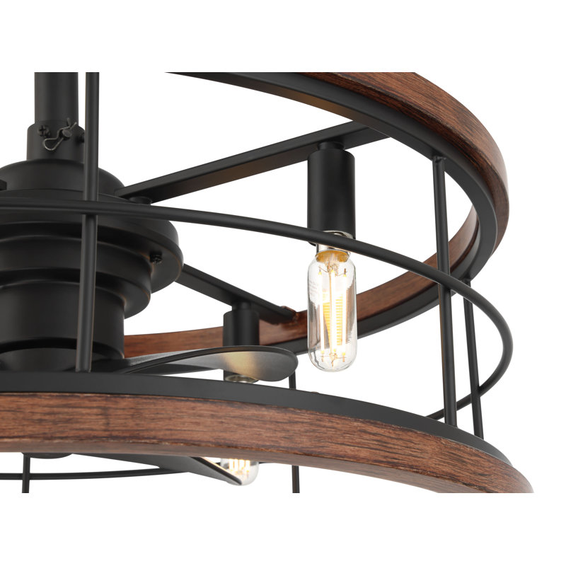 Ventilateur de plafond 22 po avec luminaire et télécommande portable Hunter Bridgette Fandelier Hunter, Noir mat, Noir mat