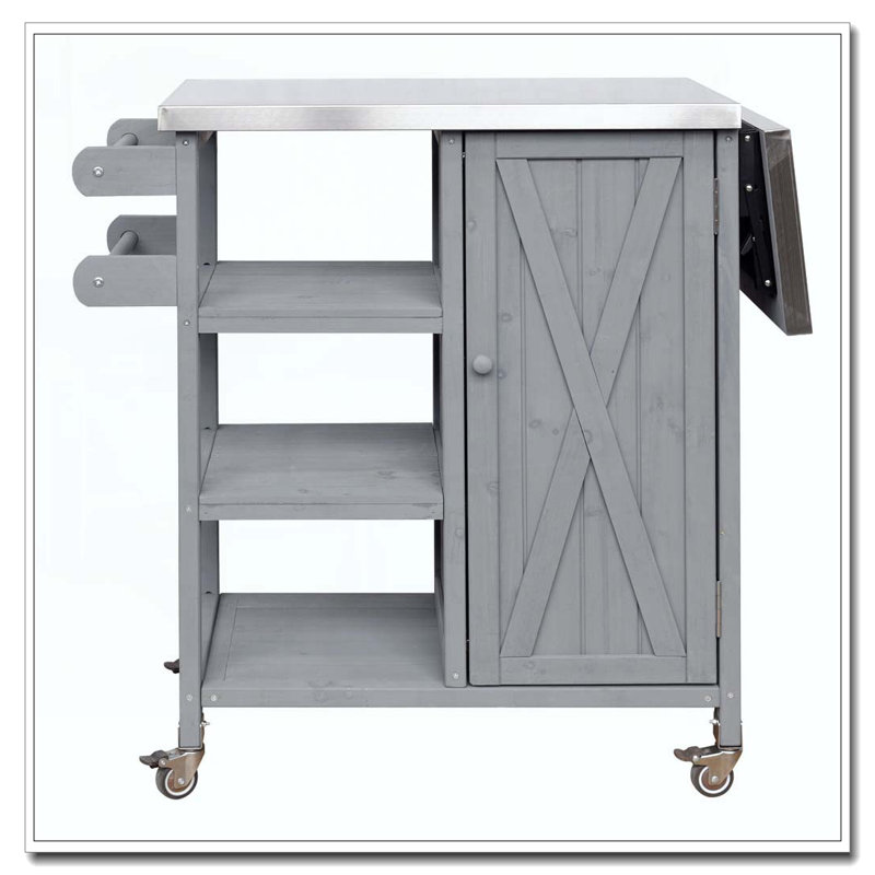 Station de préparation portative pliable avec roulettes verrouillables, Gris