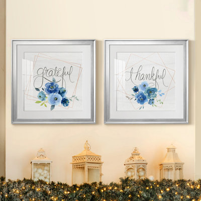 Grateful - Matted and Framed Under Glass, Set of 2, Large Living Room Wall Art