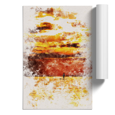 Paddleboarding at Sunset Watercolour - Frameless Print