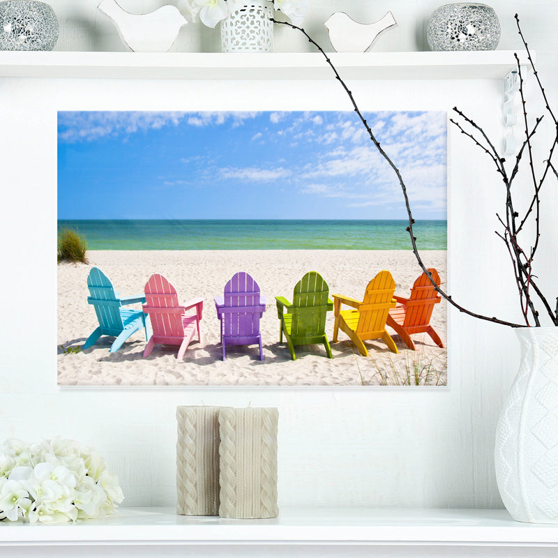 Photographie de plage, art mural, chaises Adirondack, reproduction côtière - chaises de plage Adirondack, L 32 po x H 16 po