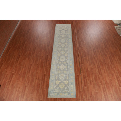 Vegetable Dye Oushak Turkish Runner Rug 3x15