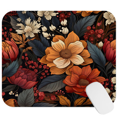 Holiday Fall Season Thanksgiving Flowers XIII Cottage Gaming Cute Office Laptop Desk Pad Gift Mat Square Rectangle Non-Slip Mousepad