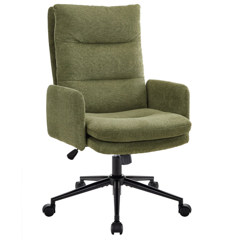 Traiko 28.35'' Wide Swivel Armchair, Green Chenille