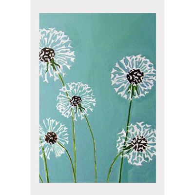 Dandelions On Aqua Painting by Jessica Hollander